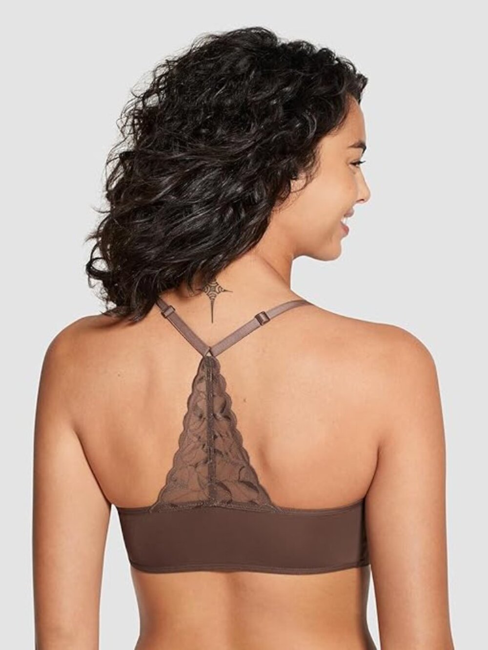 True & Co True Everybody V-Neck Racerback Bra Chestnut Brown Extra Large New - Picture 3 of 4